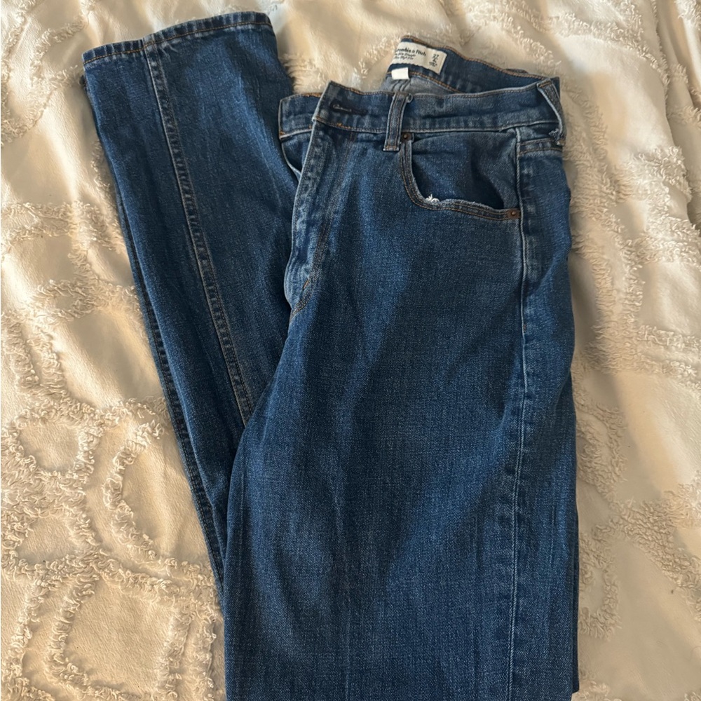 Abercrombie Curve Love - slim straight ultra high rise - Indigo Denim Jeans